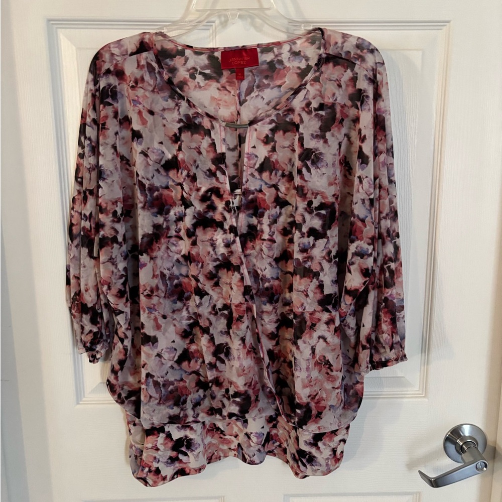 Jennifer Lopez  Floral Women's Top - Pink and Black size XL